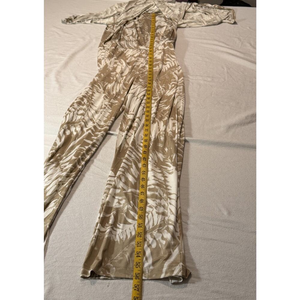 Chico's Palm Pattern Jumpsuit Wide-Leg Sleeveless Feather Tan Size 2 - Picture 12 of 14
